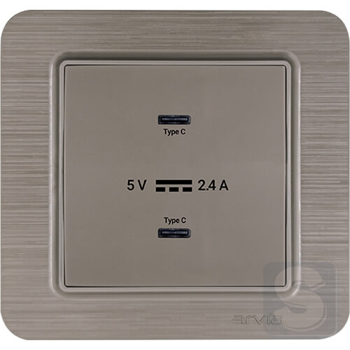 Розетка USB-C + USB-С 5V-2.4A Arvia Electric Lavin Медь (21 28 4010 303)